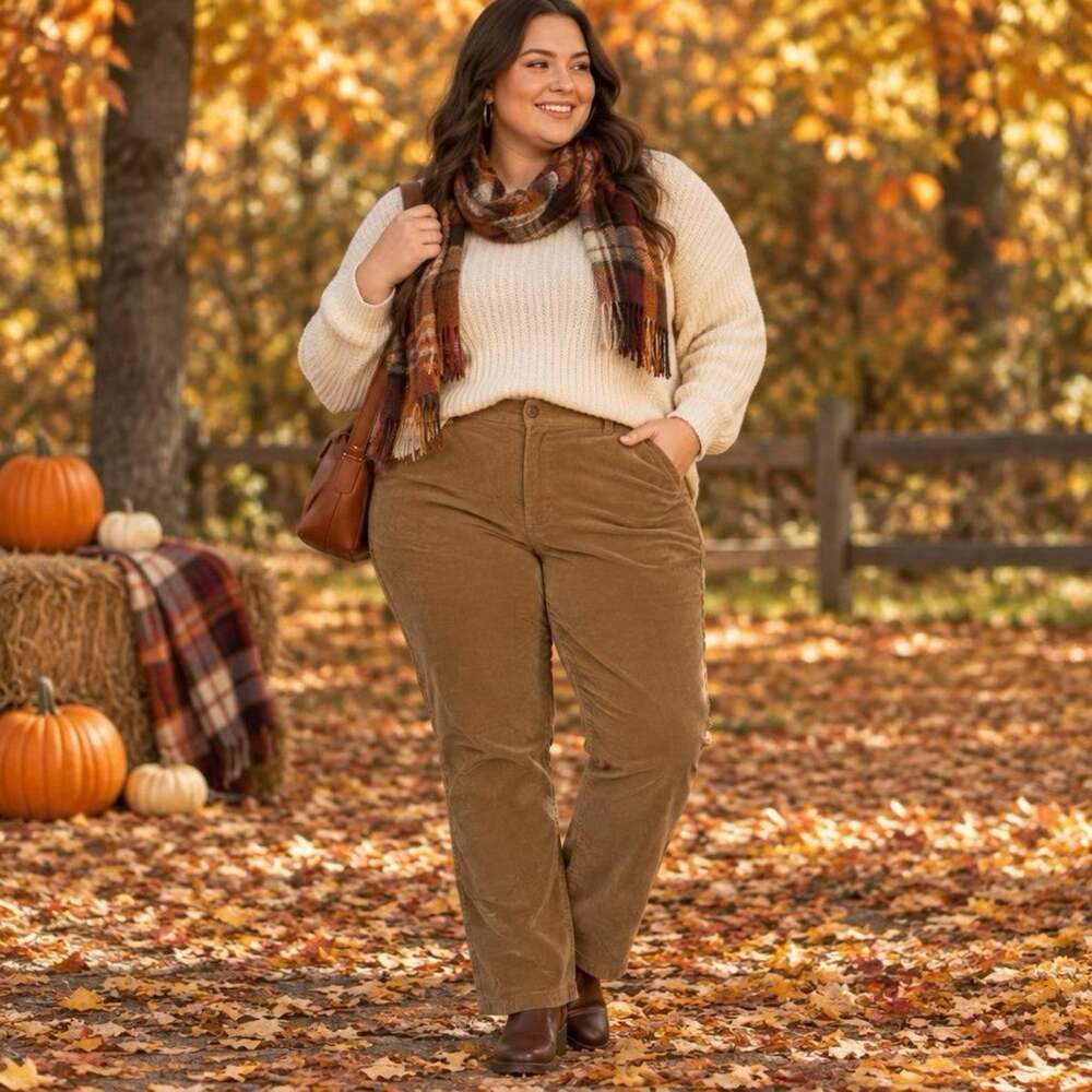 LL Bean Corduroy Pants Women 18 MT Tan Beige StraightLeg FineWale ClassicFit